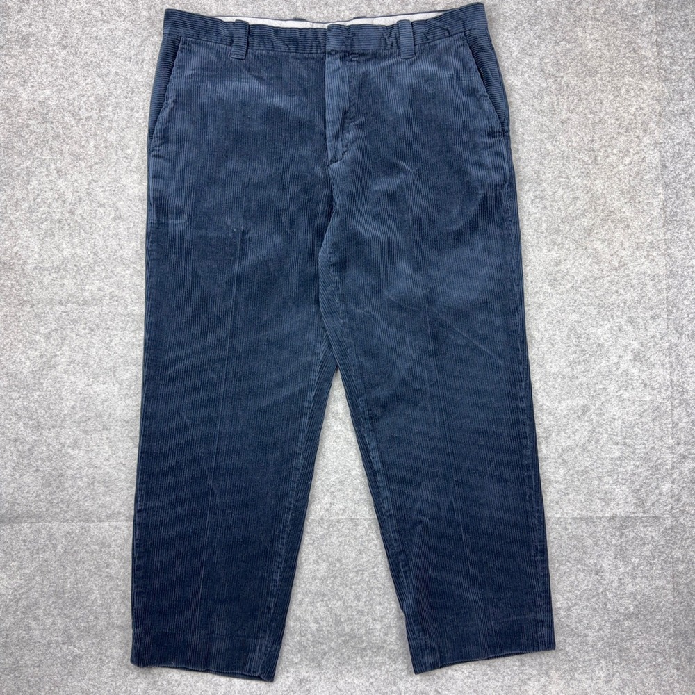 Brooks Brothers Clark Fit Corduroy Pants Mens 38x30 Navy Blue Wide Whale Stretch